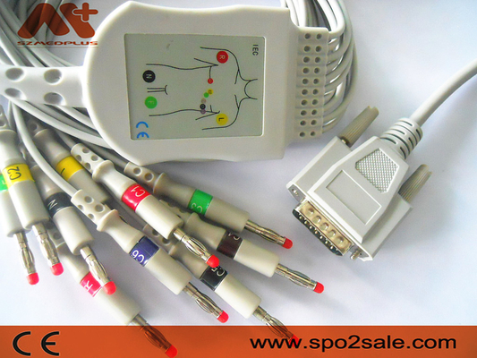 Carewell 1101 1103のEcgワイヤー バナナ4.0 Electrocardiograhのための15のPinケーブル