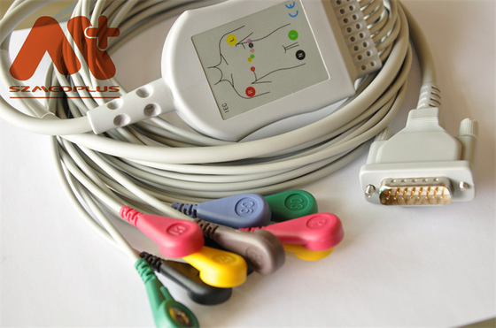 Mindray R12のElectrocardiographのための医学TPUの電極の鉛ケーブル