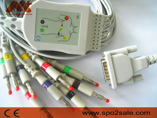 Mindray R12のElectrocardiographのための非取り外し可能なeCGの忍耐強いケーブル